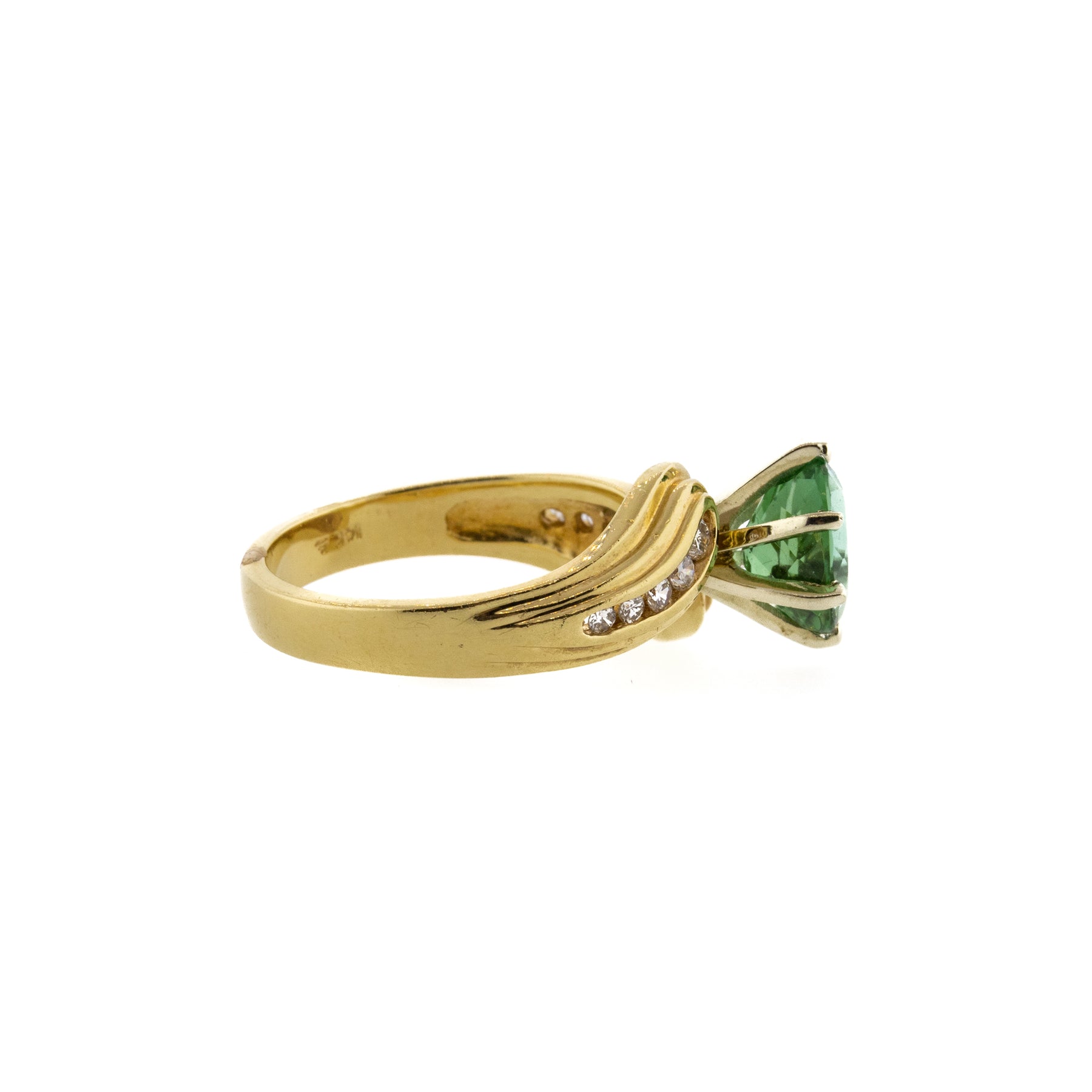 Tourmaline & Diamond Yellow Gold Ring