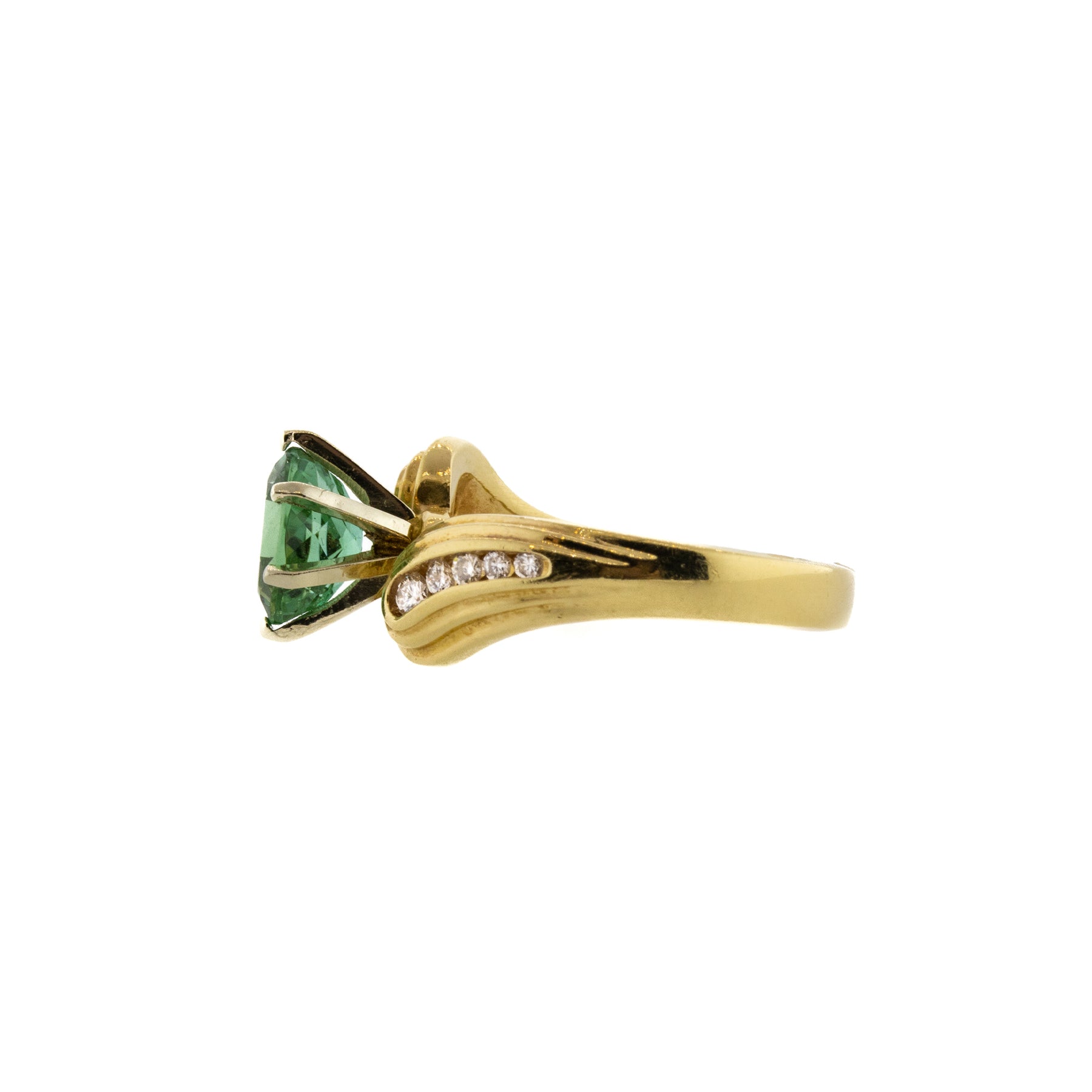 Tourmaline & Diamond Yellow Gold Ring