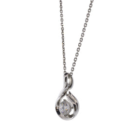 Freeform 18K White Gold Solitaire Diamond Pendant Necklace