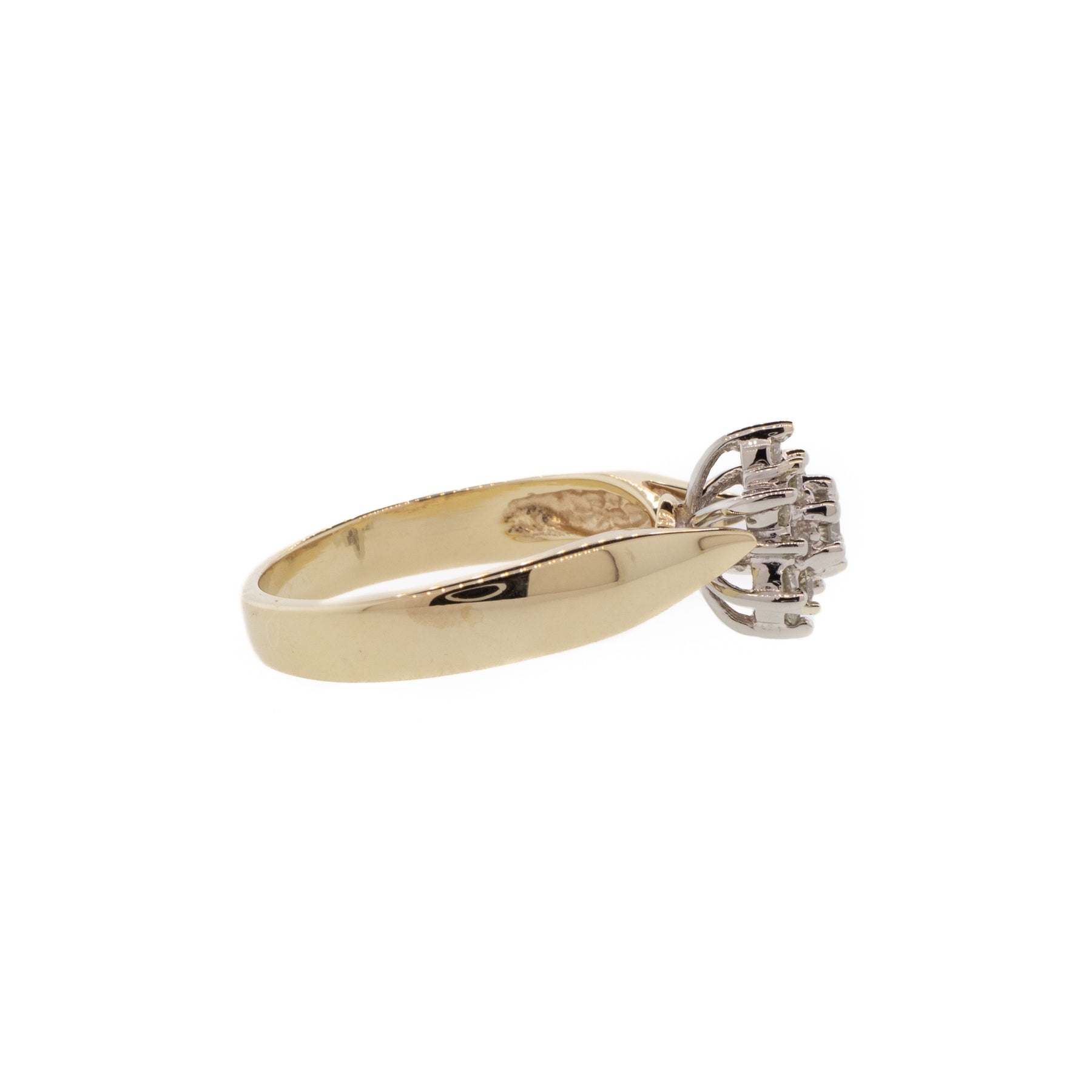 White & Yellow Gold Floral Diamond Cluster Ring
