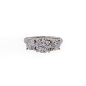 Three-Stone Round Brilliant Diamond & Platinum Engagement Ring