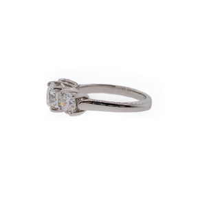 Three-Stone Round Brilliant Diamond & Platinum Engagement Ring