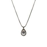 14K White Gold Round Floating Diamond Necklace and Box Chain