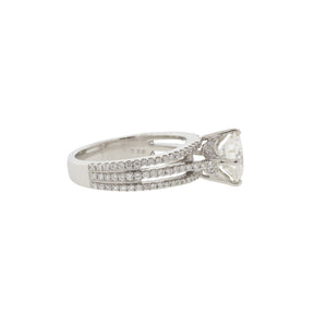 Platinum Three Line Accented Diamond Solitaire Ring