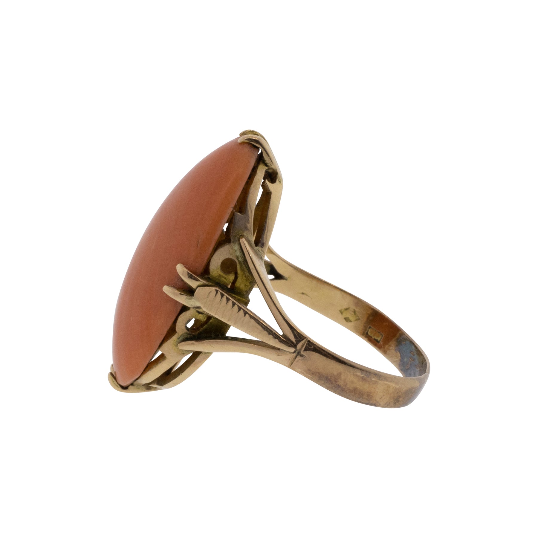 Victorian Coral Split-Shank Ring