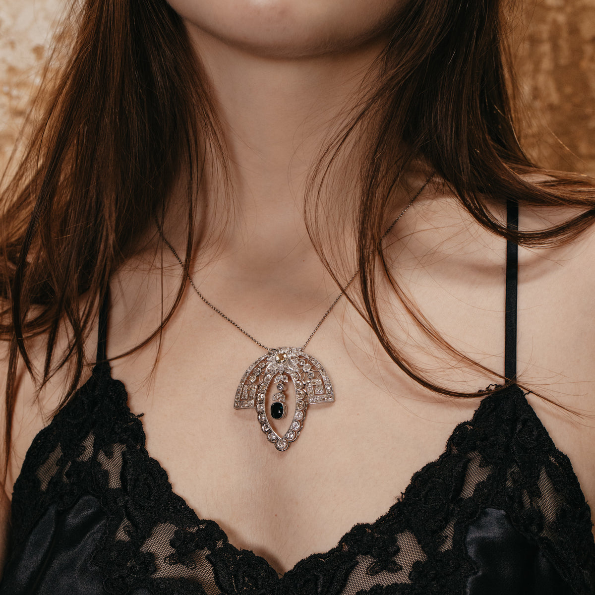 Edwardian Sapphire & Diamond Platinum Necklace