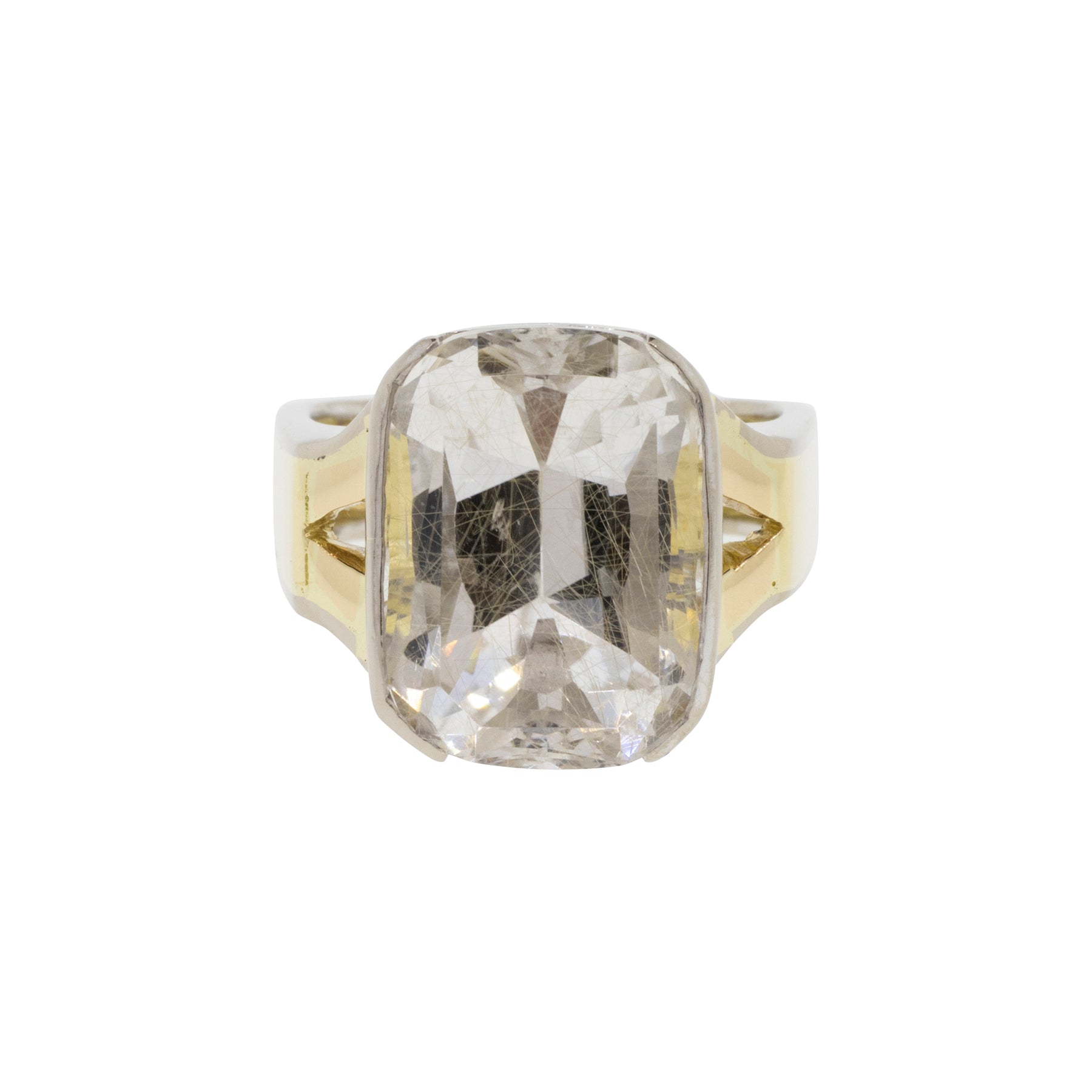 Partial-Bezel Rutilated Quartz Ring