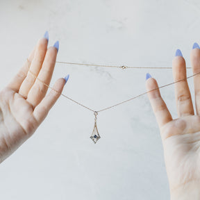 Victorian Square-Cut Blue Sapphire Pendant Necklace