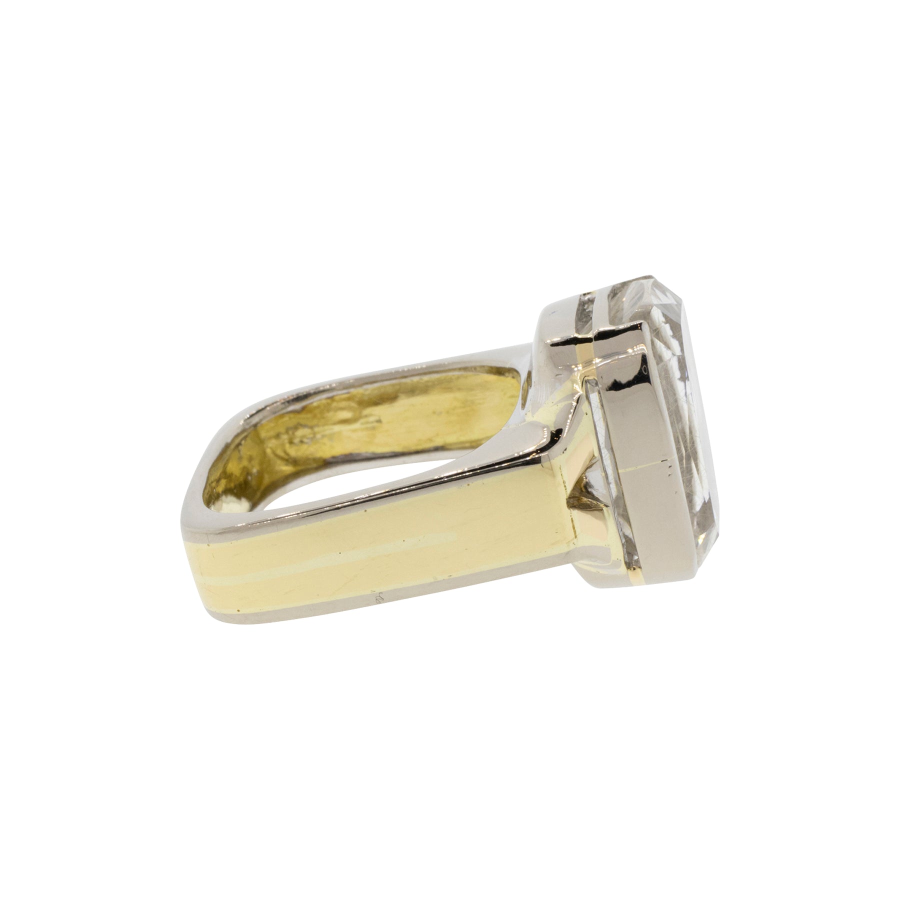 Partial-Bezel Rutilated Quartz Ring