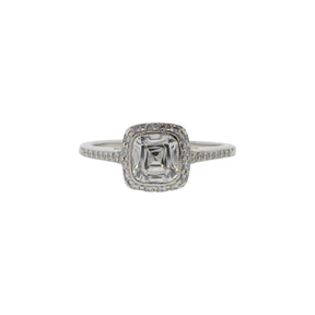 Platinum Tiffany & Co Cushion Cut Halo Engagement Ring