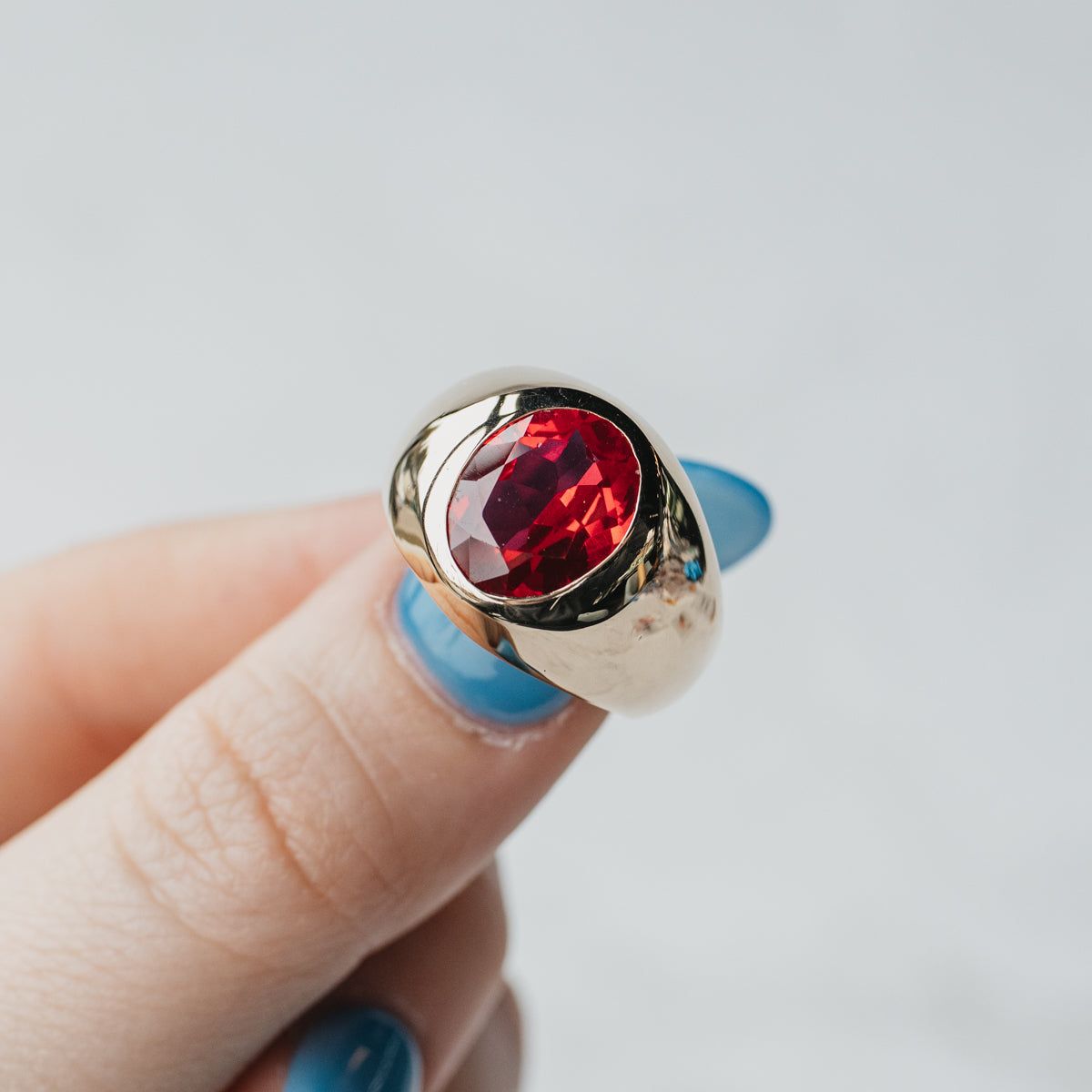 Flush Set Lab-Created Ruby Solitaire Ring