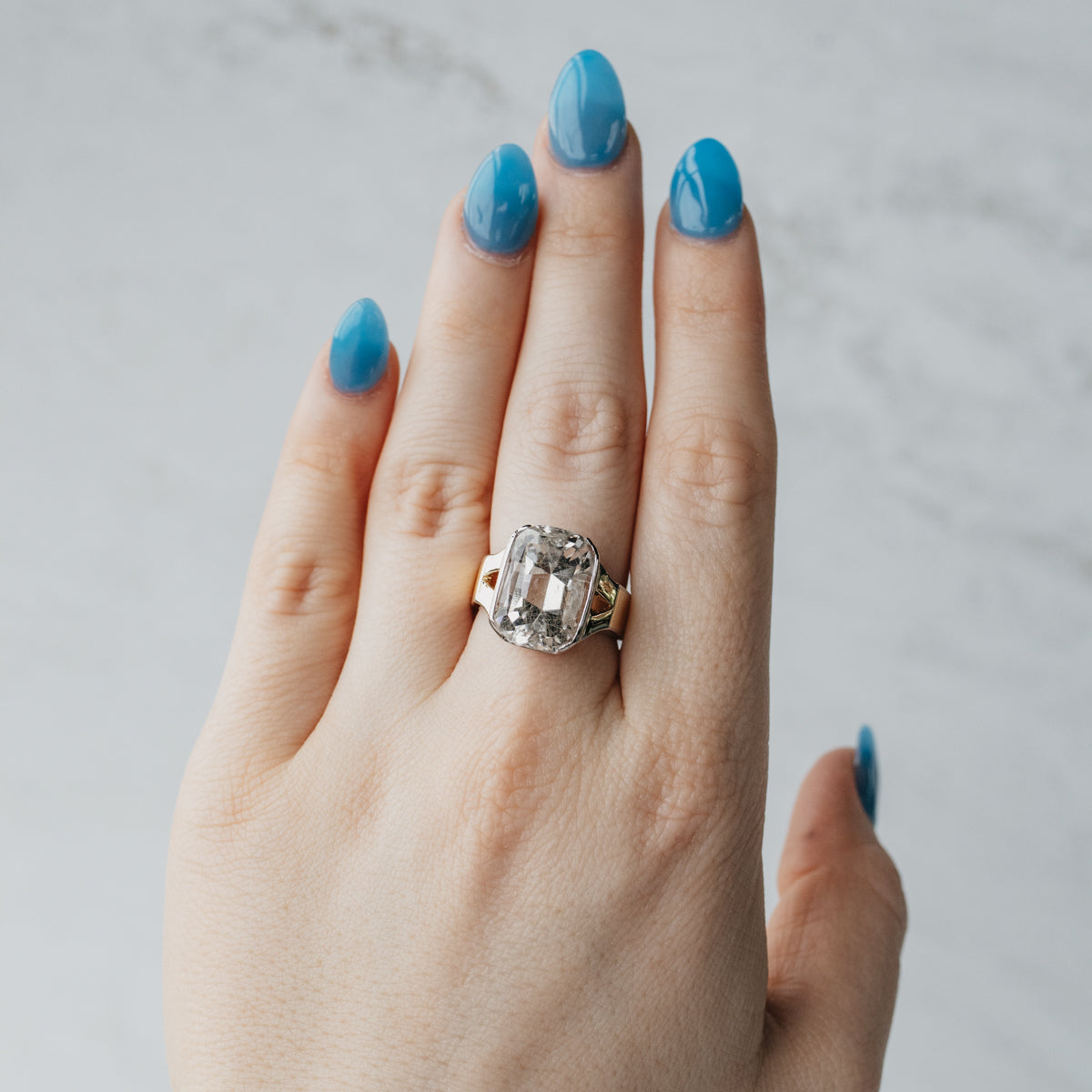 Partial-Bezel Rutilated Quartz Ring