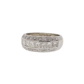 Three-Line Round Brilliant and Princess Cut Diamond Ring