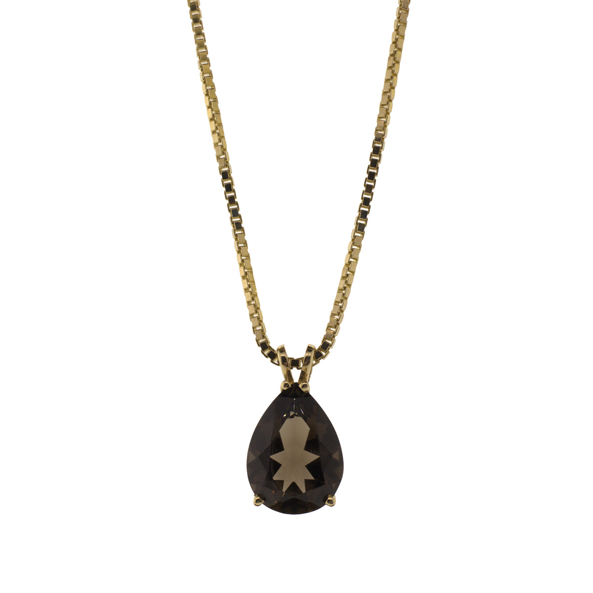 Smoky Quartz 14K Yellow Gold Necklace