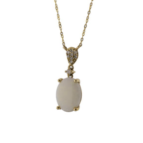 Opal and Diamond 14K Yellow Gold Pendant Necklace