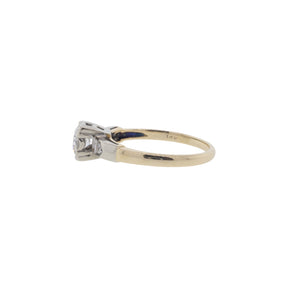 14K Yellow & White Gold 1950's 3-Stone Diamond Engagement Ring