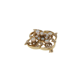 14K Yellow Gold Opal, Pearl, & Diamond Convertible Brooch Pendant