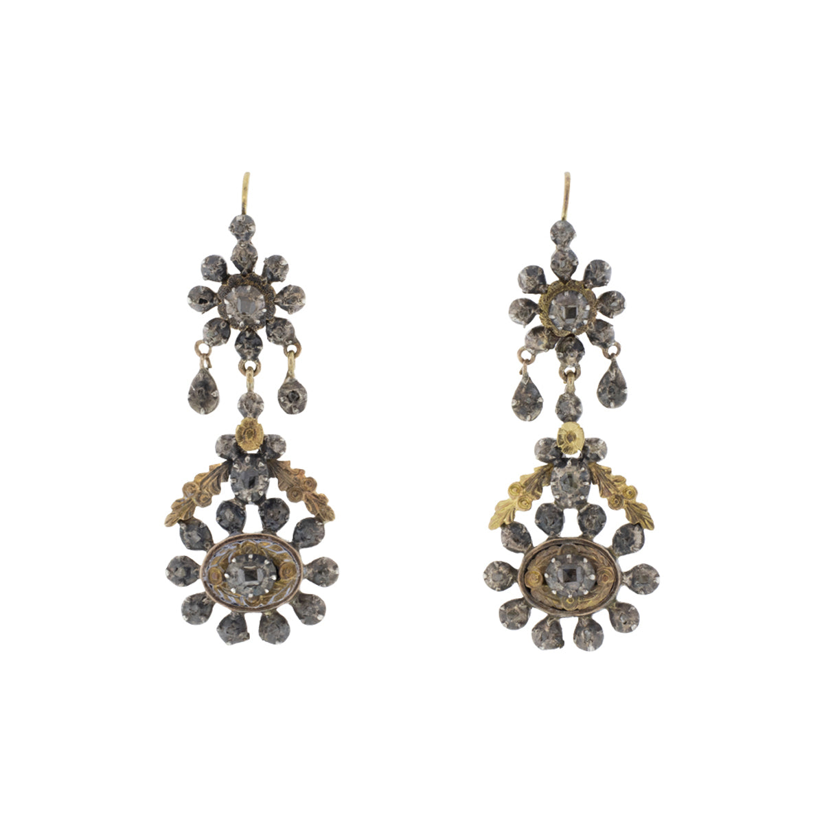 Georgian Old Cut Diamond Dangle Earrings