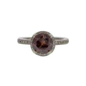 18K White Gold Lab-Created Red Diamond Halo Ring