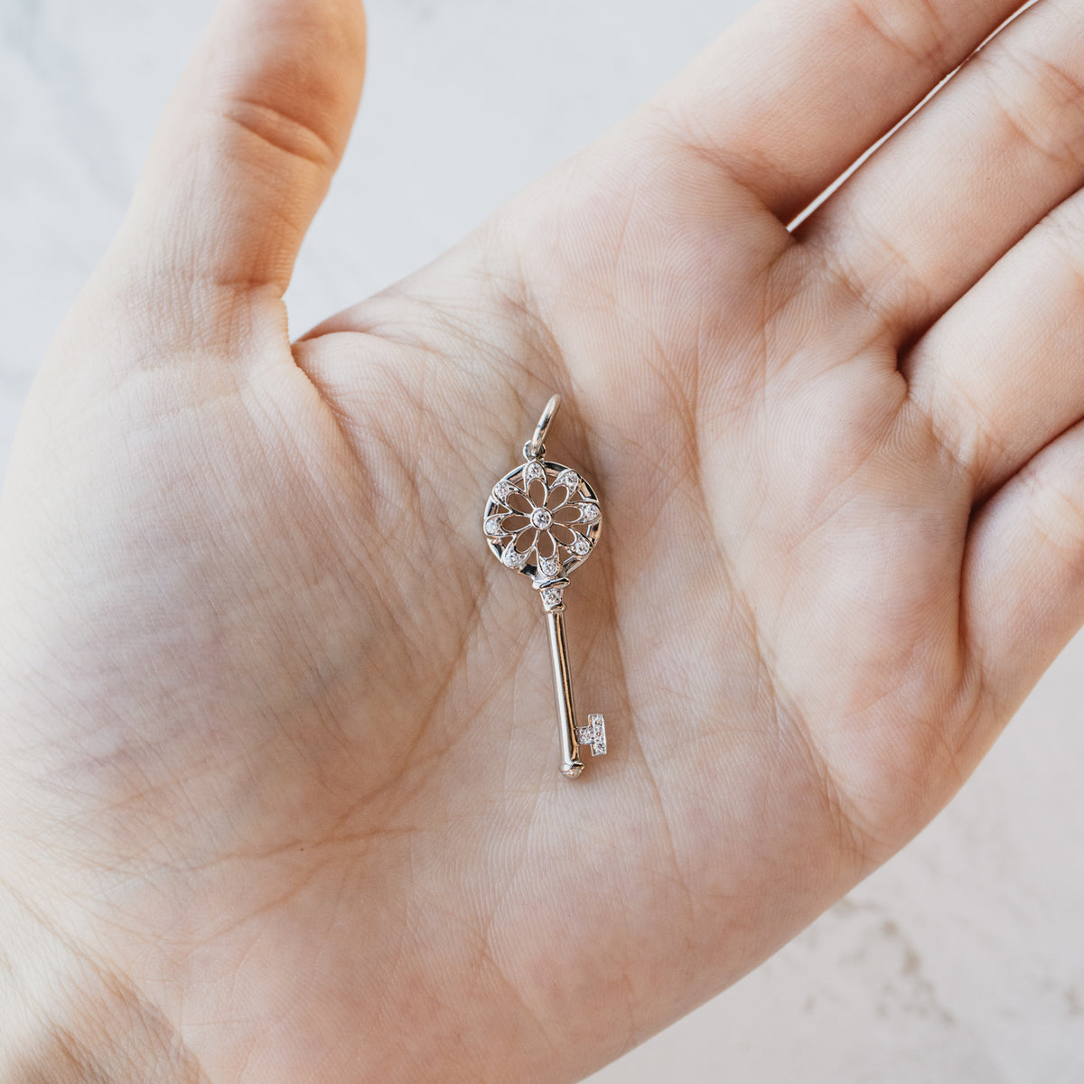Tiffany & Co. Key 18K White Gold Pendant Charm