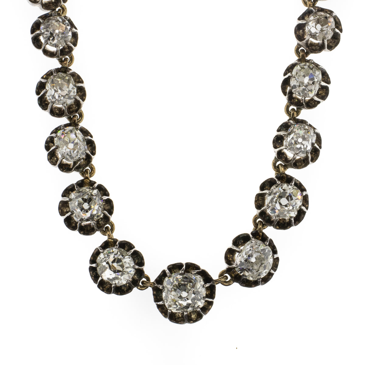 Genuine Antique Georgian Old Mine Diamond Riviere Necklace