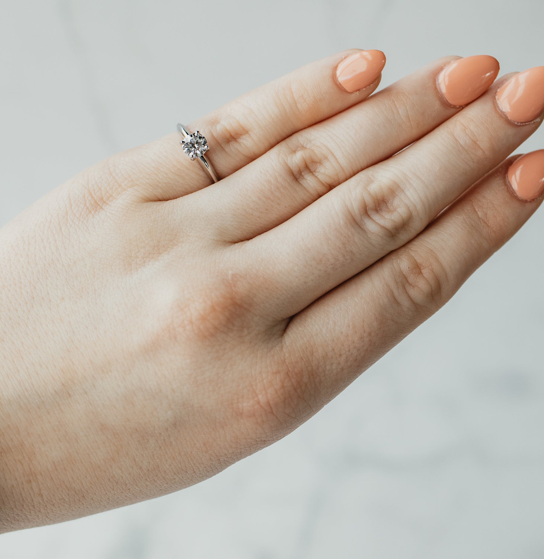 Traditional Four-Prong Diamond White Gold Solitaire Ring