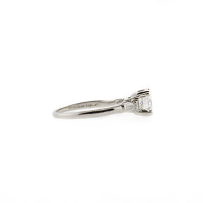 Art Deco Three Stone Round Brilliant & Baguette Diamond Ring