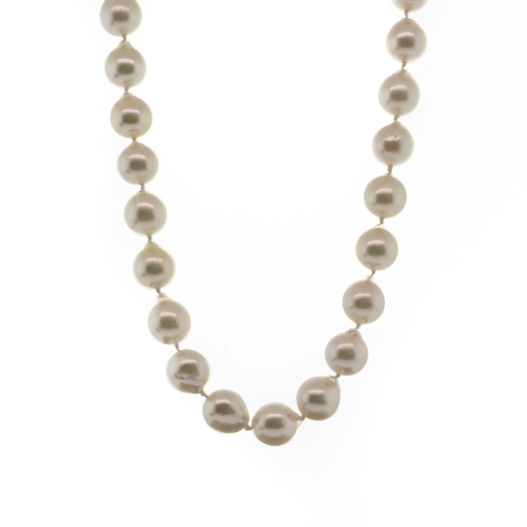 -Akoya Pearl Necklace With White Gold & Diamond Clasp