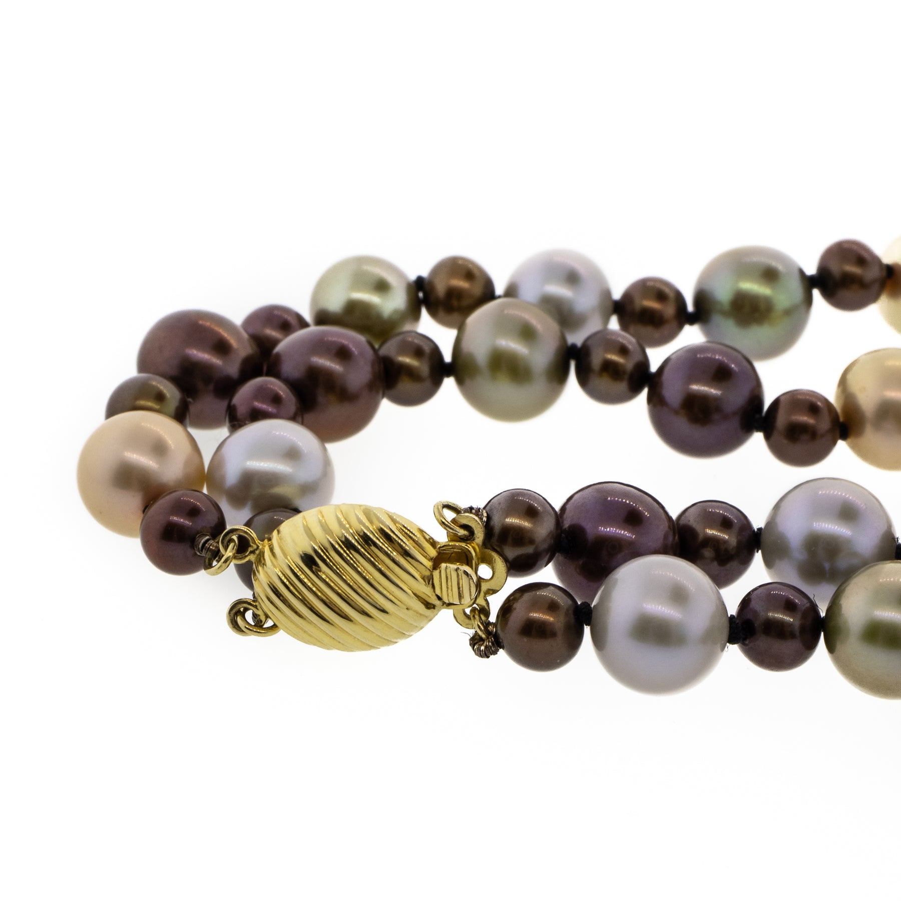 -Double Strand Dyed Brown Freshwater Pearl Necklace