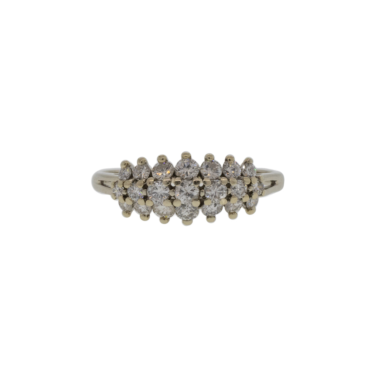 Three Line Diamond and White Gold Ring