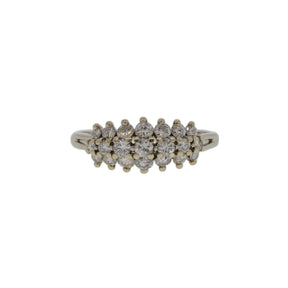 Three Line Diamond and White Gold Ring
