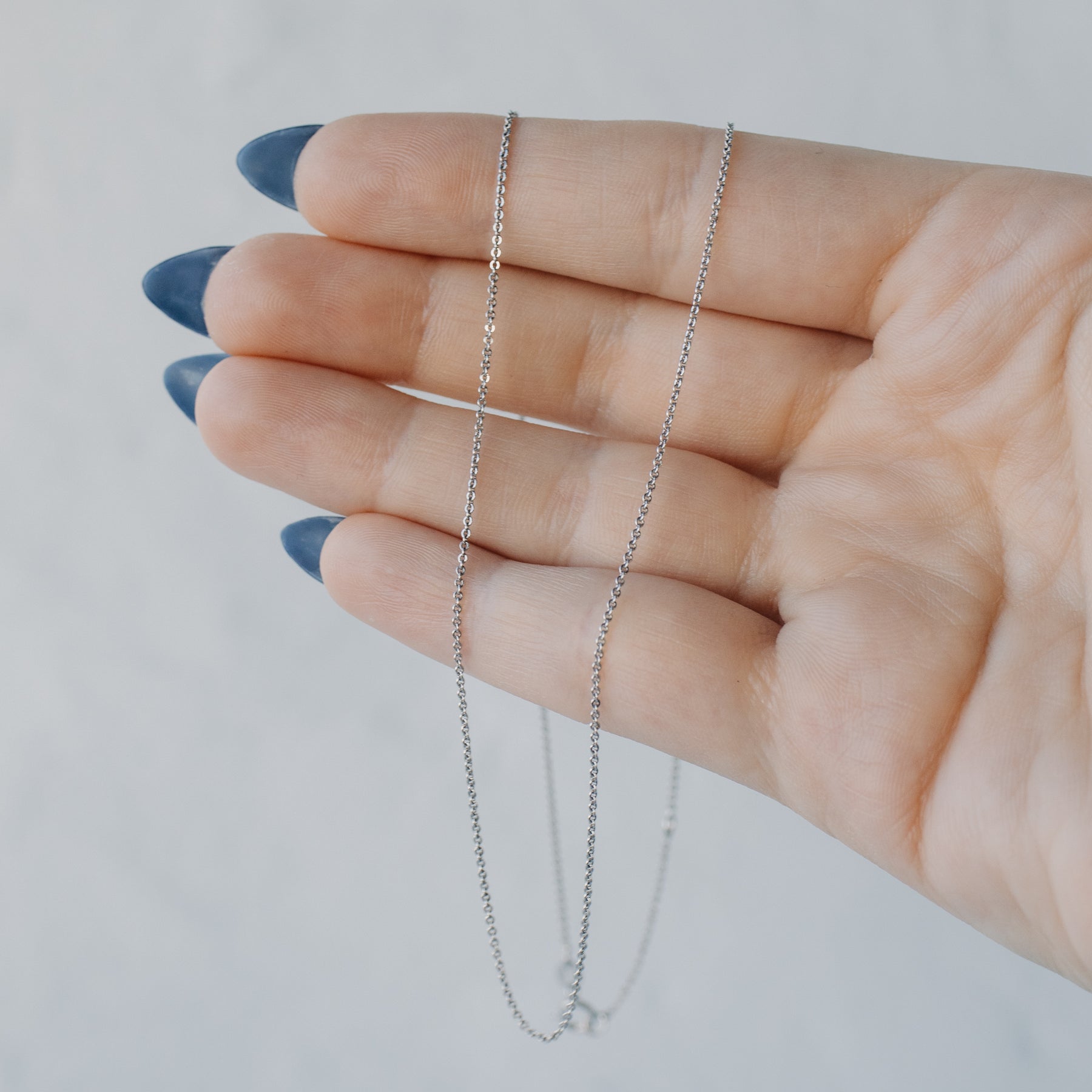 14K White Gold Adjustable Light Cable Chain