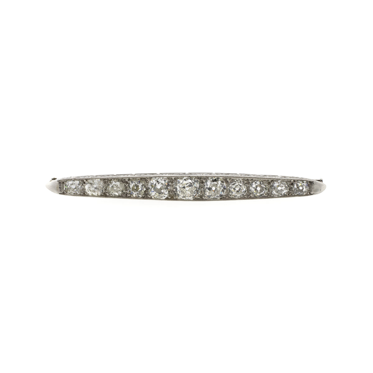 Art Deco Old Mine Cut Diamond Platinum Brooch