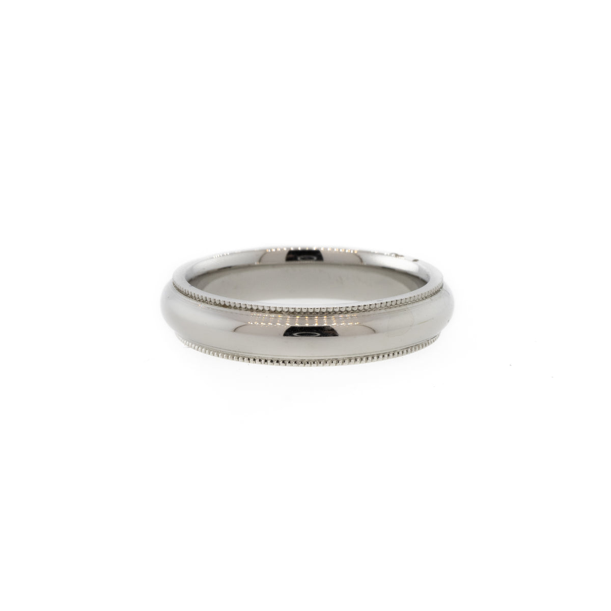 Milgrain Edge Half-Round Comfort Fit Platinum Band
