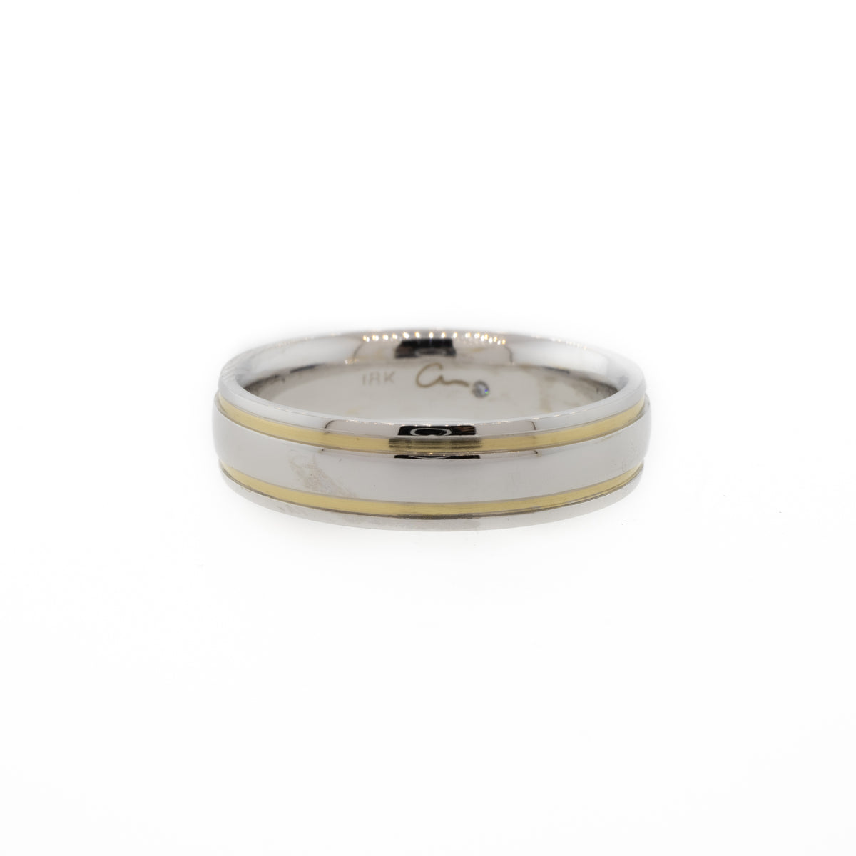 Two-Tone Gold Wedding Band With Hidden Diamond