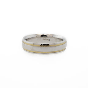 Two-Tone Gold Wedding Band With Hidden Diamond