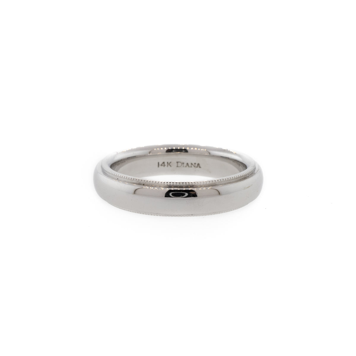 Milgrain 14K White Gold Wedding Band