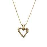 -Mixed Cut Diamond Heart Pendant Necklace
