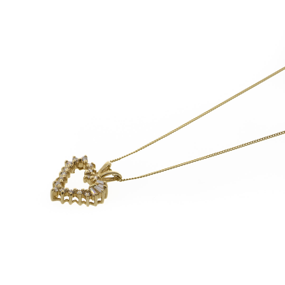 -Mixed Cut Diamond Heart Pendant Necklace