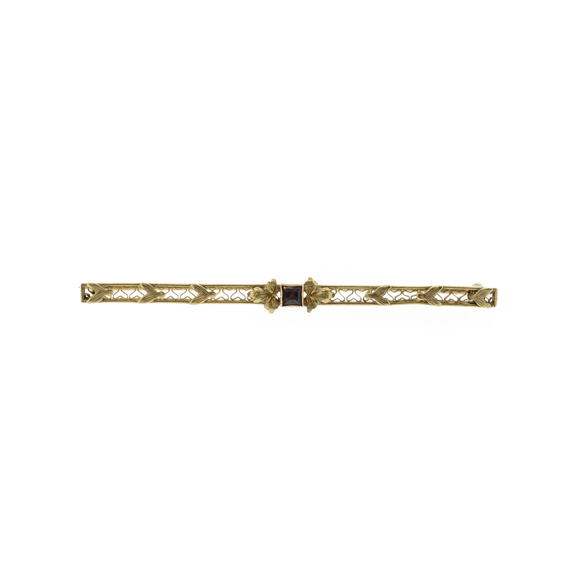 Art Deco Synthetic Amethyst & Yellow Gold Pin