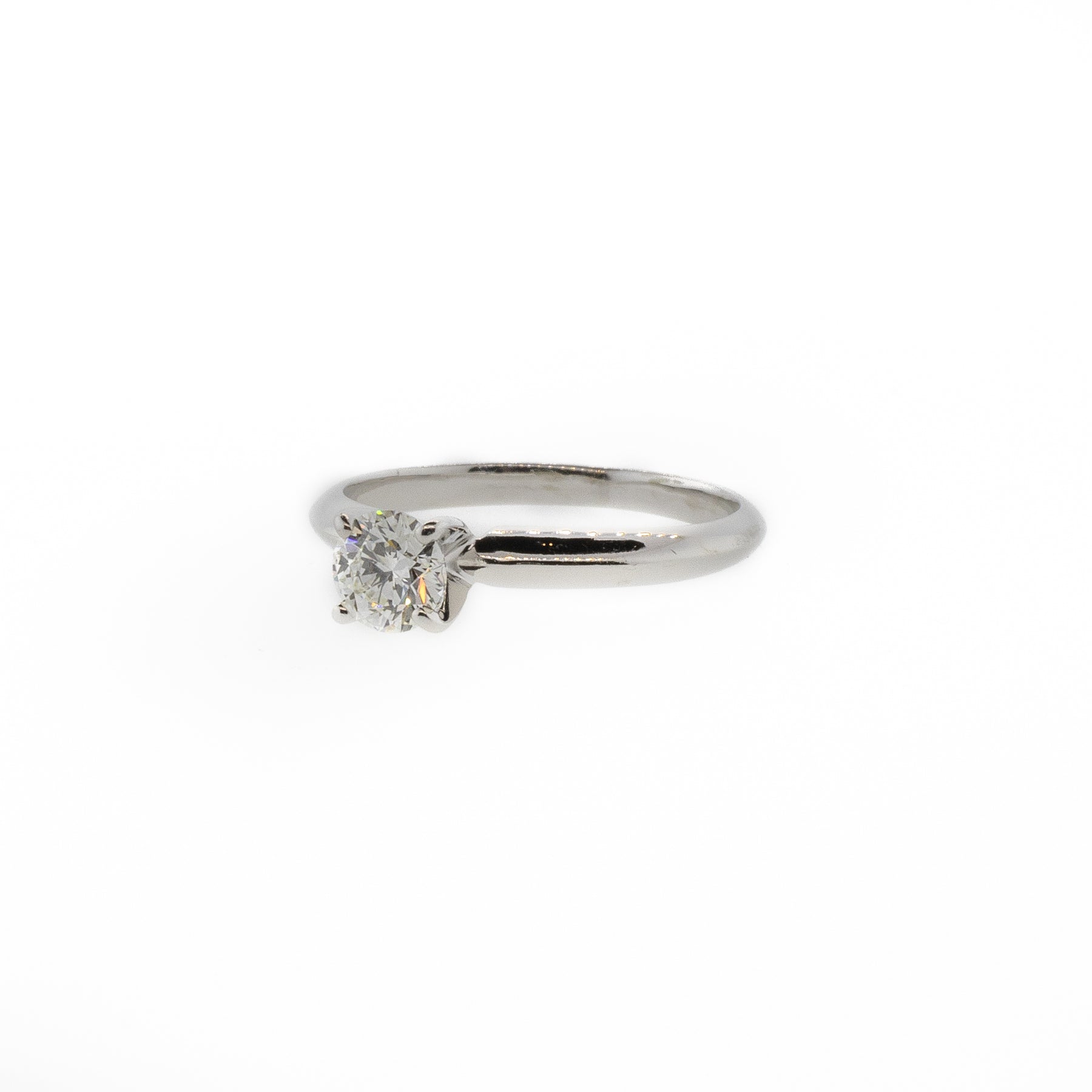 Round Brilliant Cut Diamond Solitaire White Gold Ring