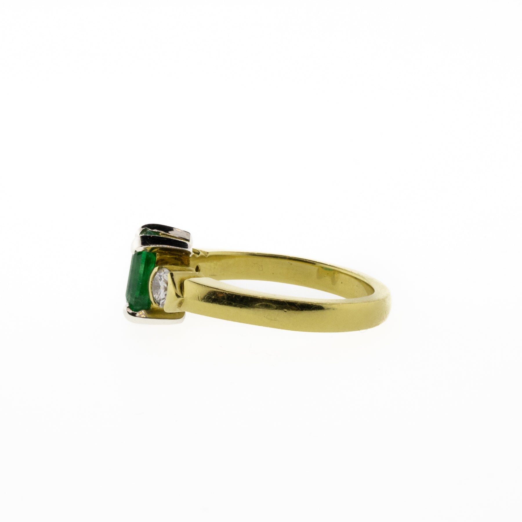 Square Cut Natural Emerald & Diamond Ring