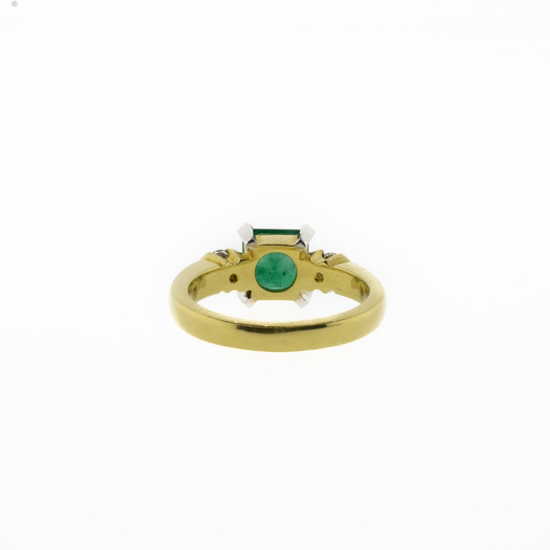 Square Cut Natural Emerald & Diamond Ring