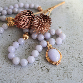 -Cabochon Cut Lavender Jade and Diamond Enhancer Pendant & Necklace