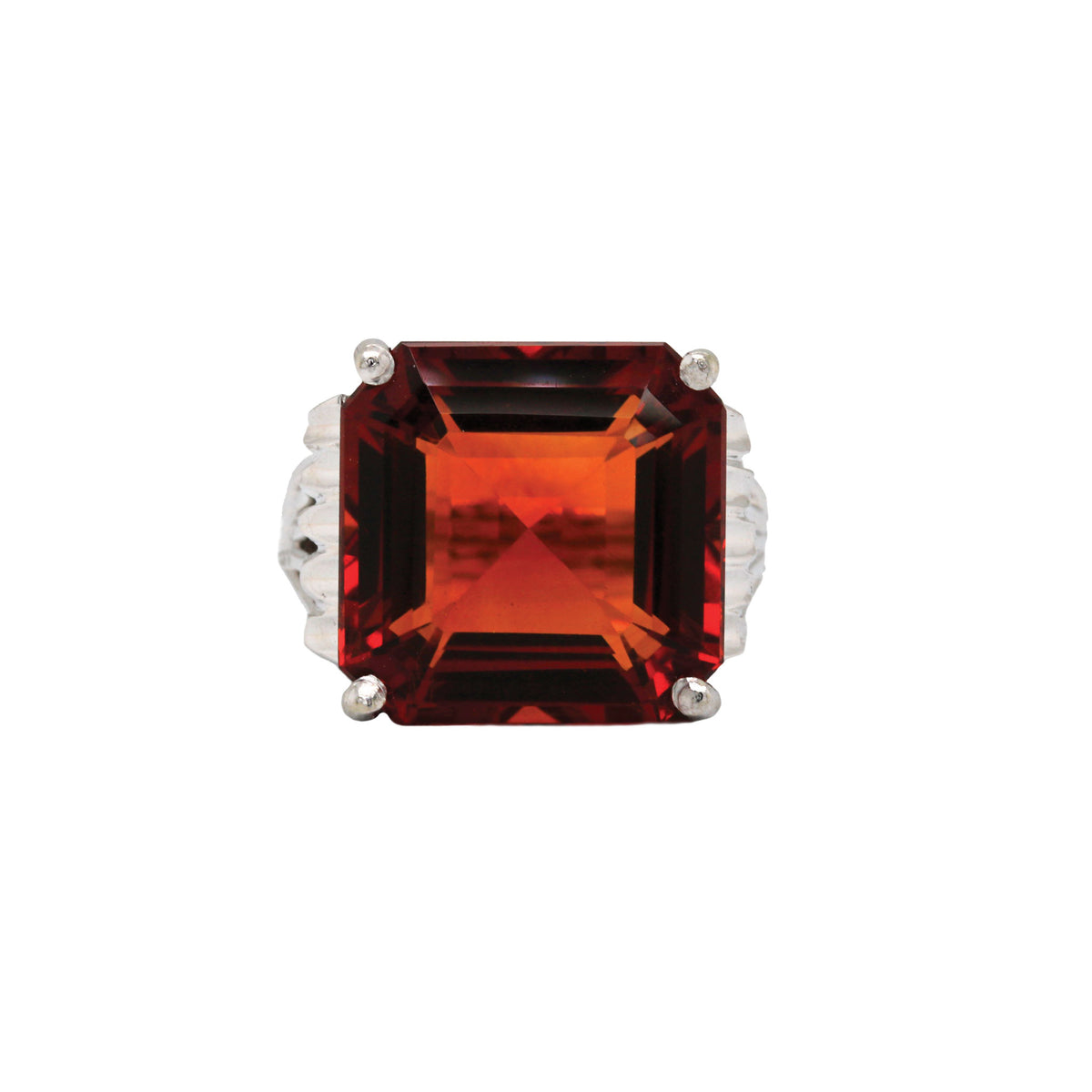 Madeira Citrine White Gold Cocktail Ring