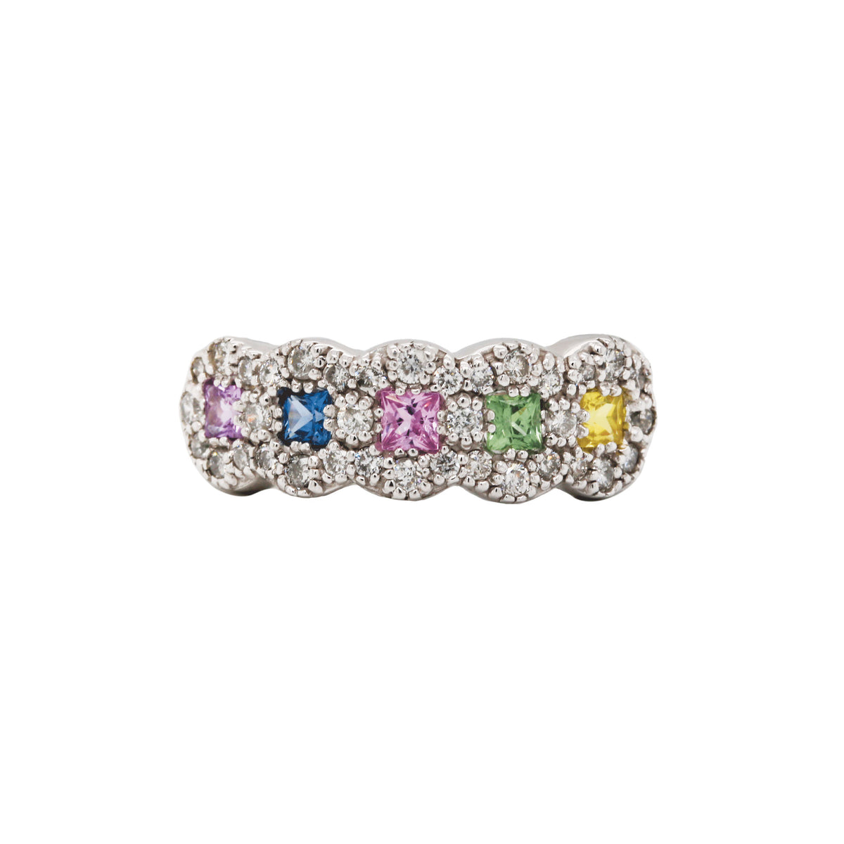 Pastel Sapphire & Diamond Halo Ring