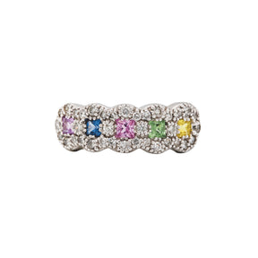 Pastel Sapphire & Diamond Halo Ring