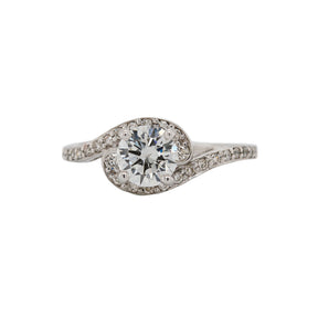 Round Brilliant Cut Diamond Bypass Swirl Ring