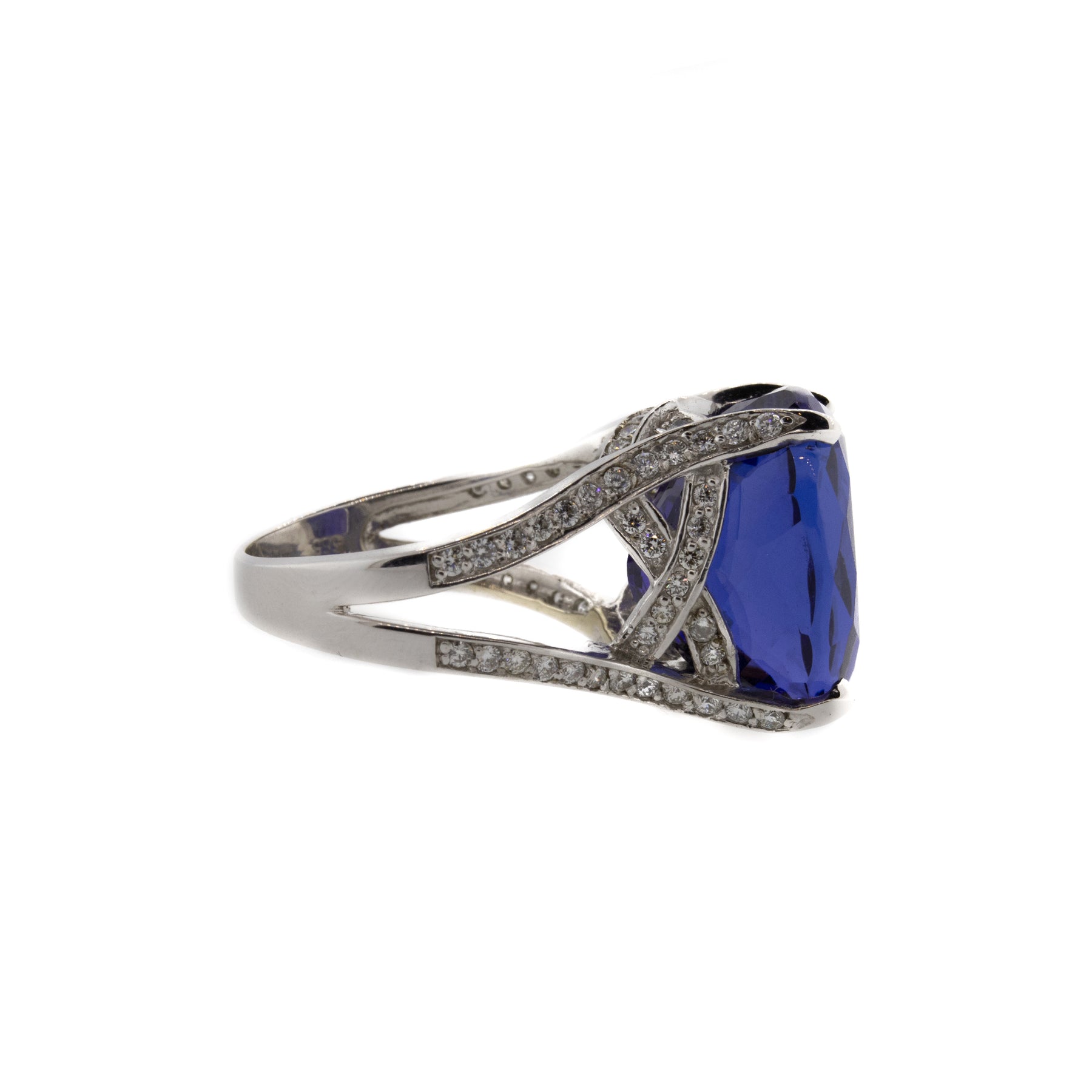 Oval Tanzanite & Diamond 14K White Gold Ring